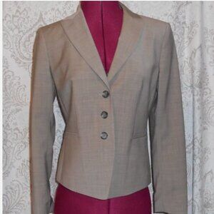 Ann Taylor 2P Taupe/Tan Peplum Waist Fitted Blazer